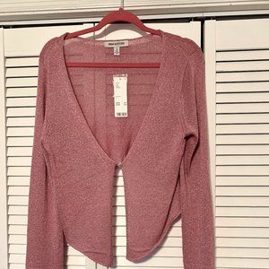 Lightweight cardigan Urban Outfitters - rose pink with gold sparkle tones